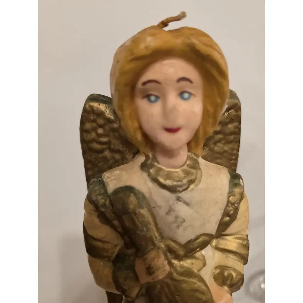 Large vintage Angel cream and gold unused candle HTF